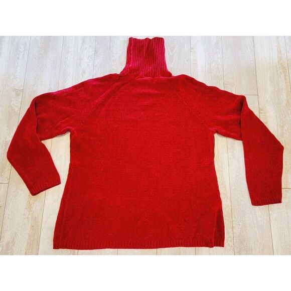 Chico's 3 Red Turtleneck Sweater Long Sleeve Super Soft Bright‎ Red Stretch - Picture 2 of 5
